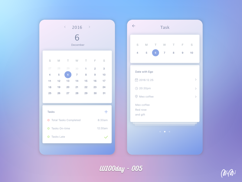 Calendar by Mimi on Dribbble