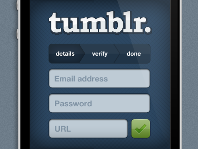 Tumblr app sign-up app form signup ui