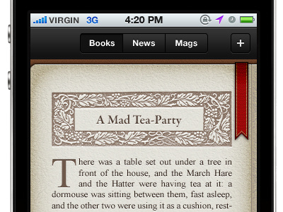 Book app interface ios iphone novel reading ui
