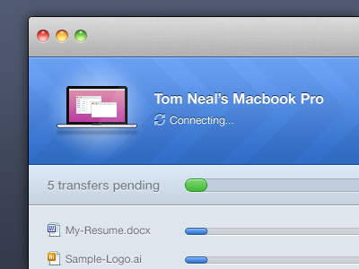 Mac Transfer app macbook progress transfer ui
