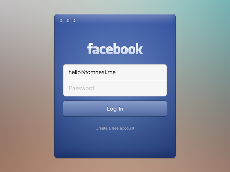 Facebook Login modal social form password button username field.