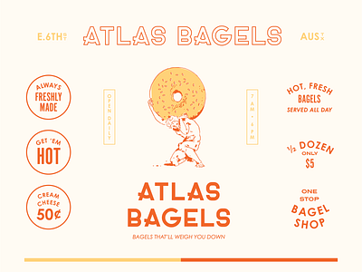 Atlas Bagels Brand Exploration austin bagels brand design branding icons lockup logo design typography