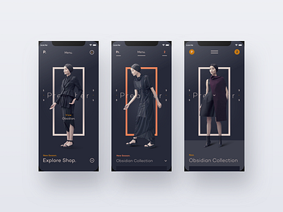 Obsidian Art Direction app fashion gallery light lookbook minimal mobile model ui ux web