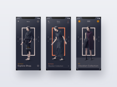 Obsidian Art Direction app fashion gallery light lookbook minimal mobile model ui ux web