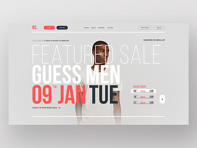 RunwaySale Art Direction app desktop ecommerce feature landing minimal model sale ui ux web