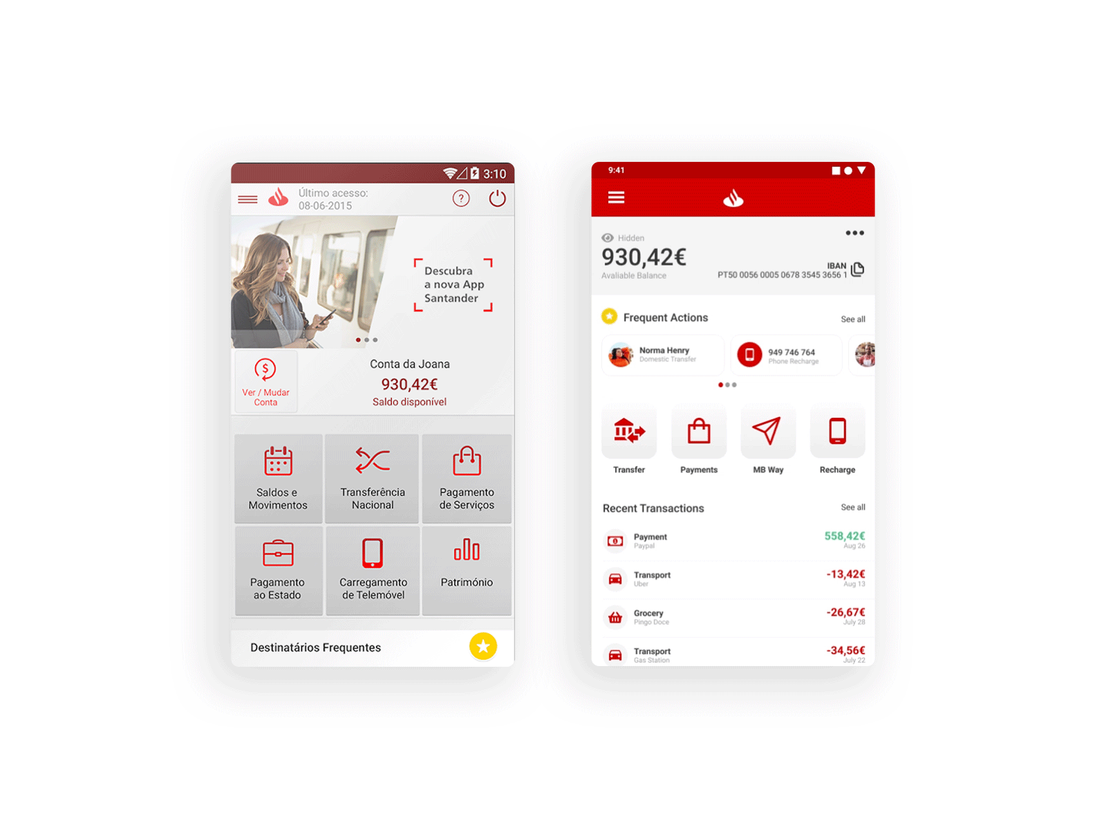 Santander Totta Redesign Concept animation app clean flat minimal mobile typography ui ux web