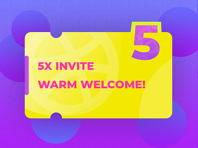 5X Dribbble Invite design draft dribbble gradient invitation invite pink purple yellow
