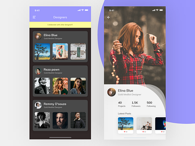 Designer App Concept Like Social app design flat mobile screen ui