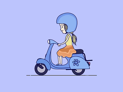 Cute Girl Scooter Animation after effect animation design illustration vector