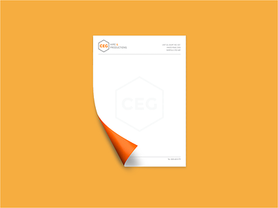 CEG Hire & Productions branding corporate grey identity logo orange stationery