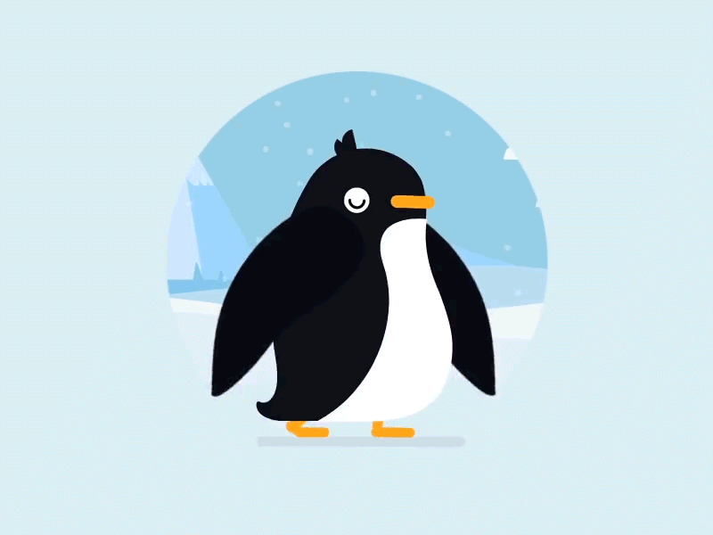 Winter Wonderer 2d animation after effects character design cycle design illustration motion design snow walk winter penguin