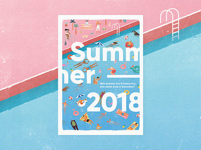 Pool Party! an Xmas card for Digitas Liquorice 2018 digital festive illustration layout pool typography unicorn