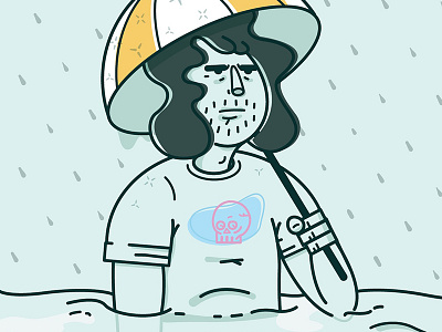 Rain Bro blue character design grumpus maximus rain umbrella water