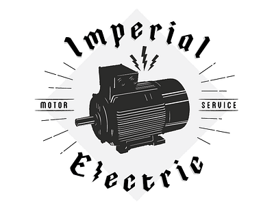 Imperial Electric black and white electric lightning logo motor