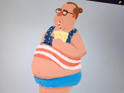 Murica character design illustration man bun mayo murcia