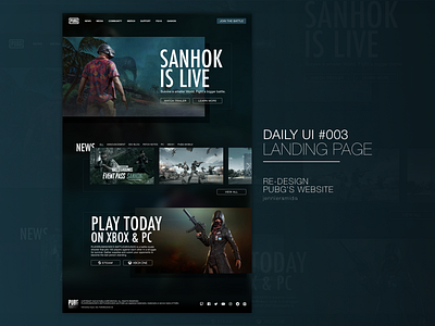 #003 Landing Page — Daily UI Challenge 003 dailyui design game interface landing page mobile pubg sketch ui web web design
