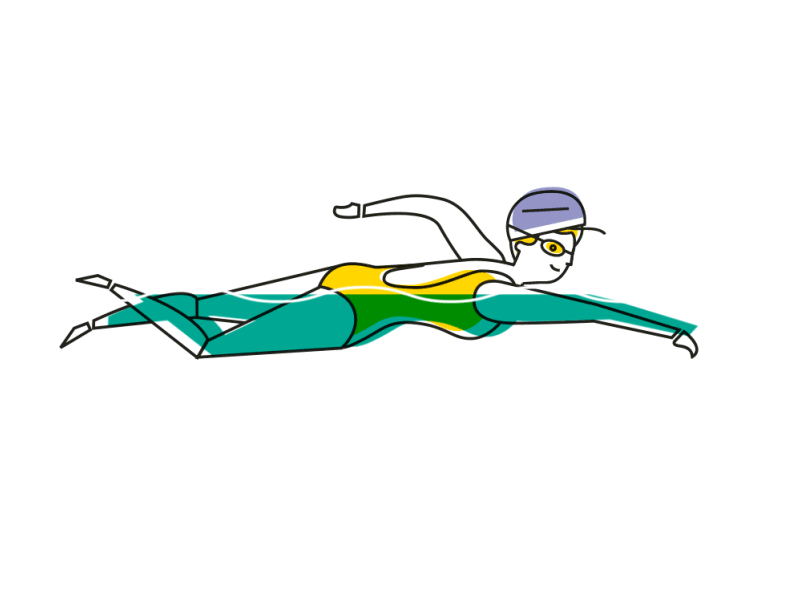 Robo MG - Talent Centraal: Loop 02 animation athlete character loop outline robomg sport swimmer swimming vector water