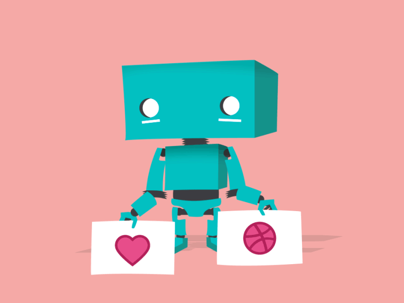 Robo MG - Love dribbble happy love robot valentine