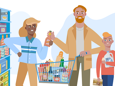 RoboMG Albert Heijn Games 02 character character design competition game groceries illustration people shopping team training vector work