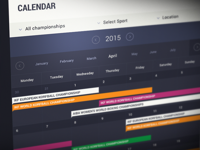 calendar of sporting events by Max Malyshev on Dribbble