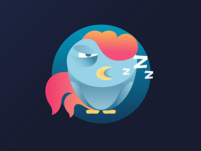 Sleepy rooster animation app concept corporative design illustration logo mobile motion promo ui ux vector web