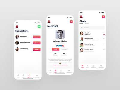 Octopus - Messenger App adobe chat conversation interface ui uidesign ux uxdesign