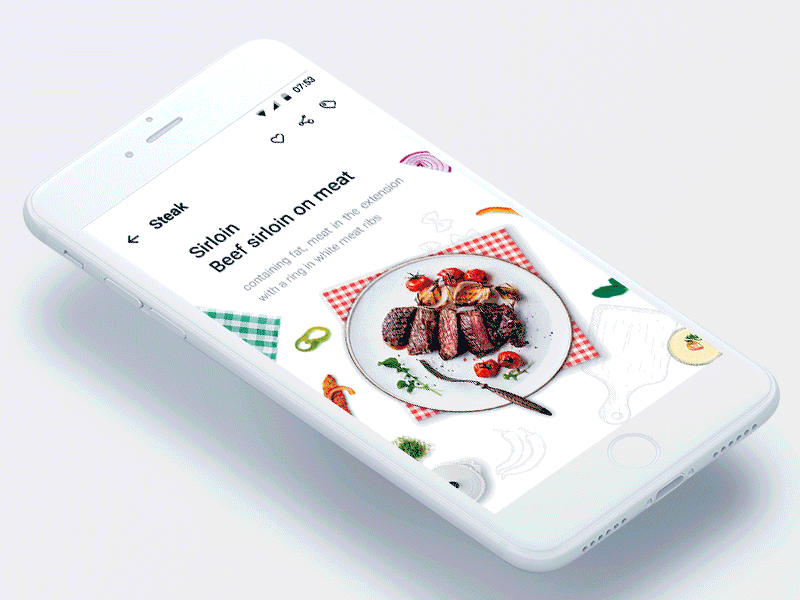 Delicious steak color dynamic food gui steak ux vegetables