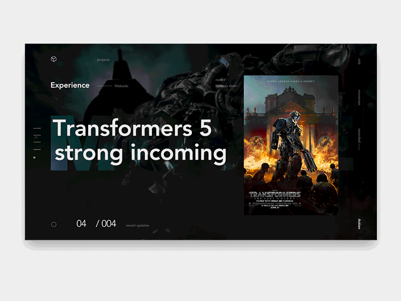About the movie page action dynamic movie parallax ui ux web