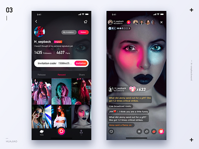 Live broadcast Personal Center color fashion personal center ui ux video