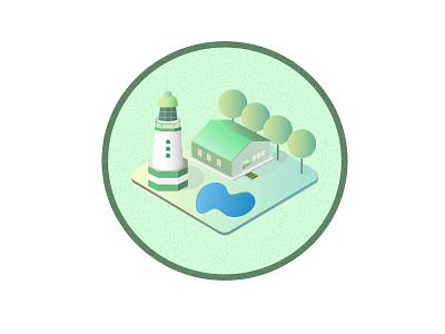 Lighthouse green house illustration lighthouse