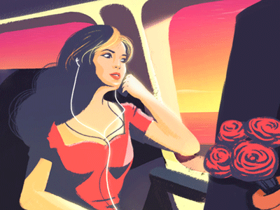 Valentine's Day flower sunset train woman