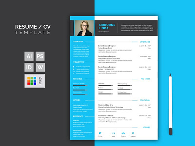 Resume / CV a4 clean job business corporate coverletter curriculum vita cv cv template resume