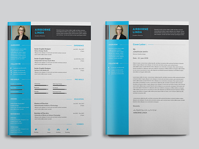 Resume + Coverletter a4 agency blue coverletter curriculum vitae cv design cyan resume resume design resume template
