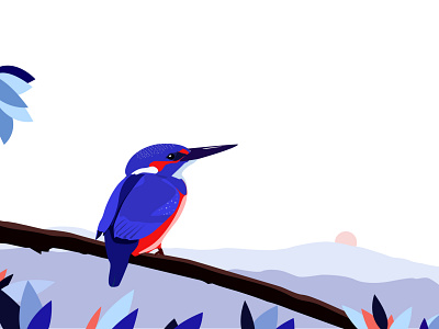 Kingfisher bird color graphic design illustartion illustration kingfisher leaves nature park vector art
