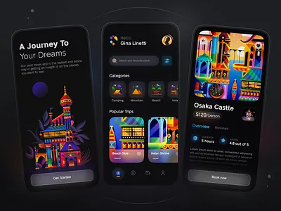 Tour App Design creative figma design glassmorphism interface minimal mobile app onboarding splash tour app travel travel app ui ui design uiux ux