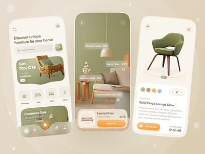 Modern furniture e-commerce app design by Harshal on Dribbble