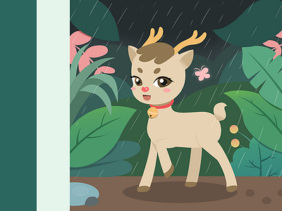 Deer in the rain deer design illustration painting