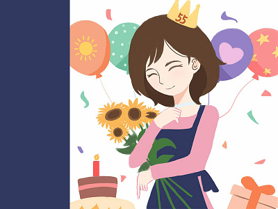 happy birthday illustration painting
