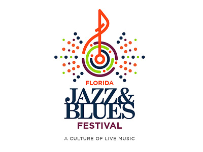 Florida Jazz & Blues Festival blue colorful cultural dots festival identity jazz logo music
