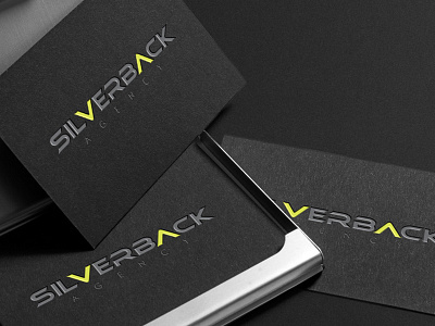 Silverback black business cards identity logo neon