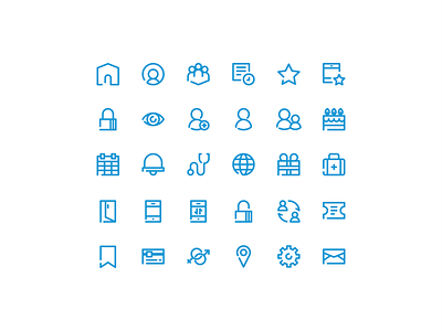 Medika App Icon Set blue design graphic design icon illustration minimal outline ui
