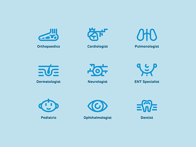 Medika App Doctor Specialization Icon Set blue design graphic design icon illustration minimal ui