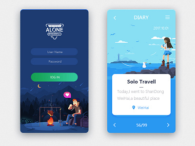 Illustrations of alone series in  UI design 1