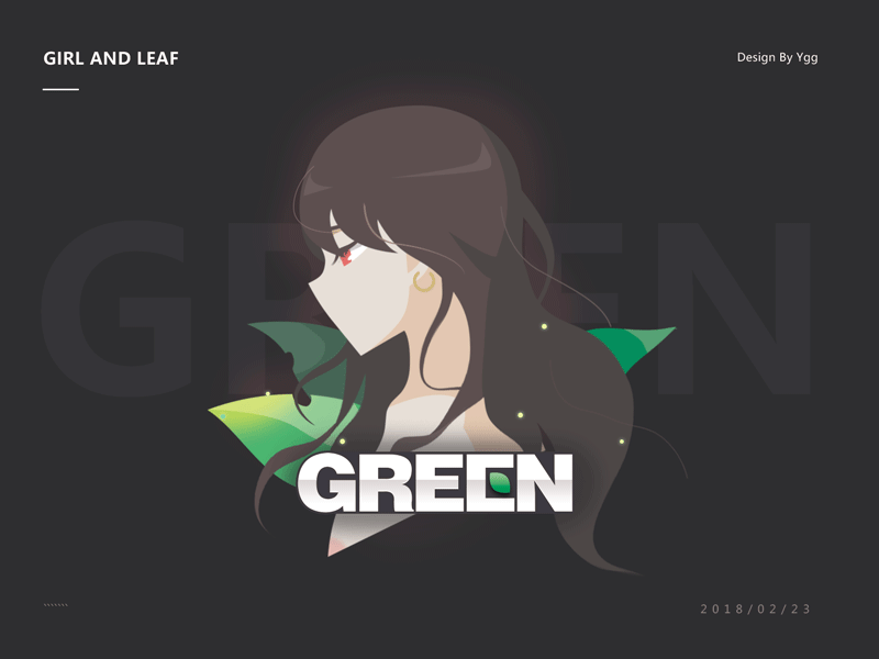Girl and Leaf_motion download free girl green hair illustration leaf long motion quiet sexy ygg