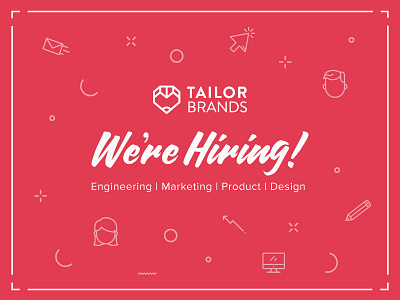 Hiring at Tailor Brands! design heart icon pencil red tailor brands typography