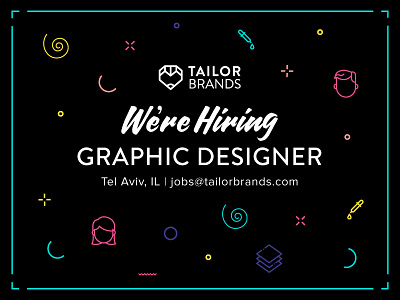 Hiring at Tailor Brands! design heart hiring icon pencil red tailor brands typography