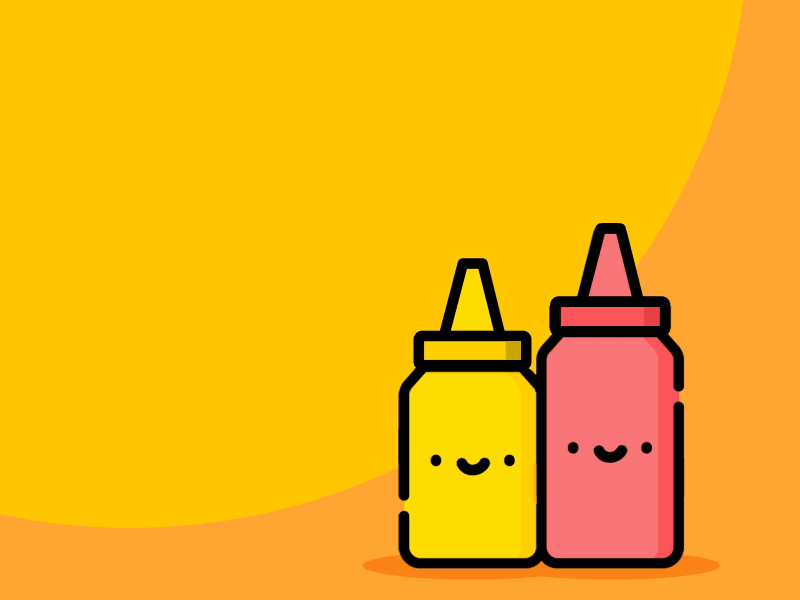 Happy Best Friends Day Dribbblers! animation design friends kawaii ketchup mustard red tailor brands yellow