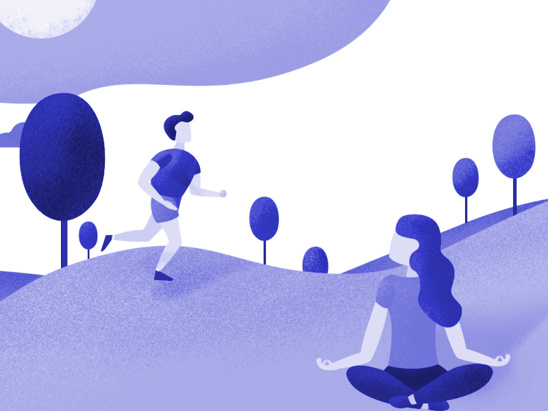 Sport animated blue color giff illustration running spor ui ux web yoga
