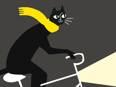 Cat on a bike bike cat cycling illustration lineless
