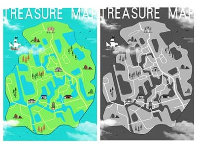 A different treasure map illustrations